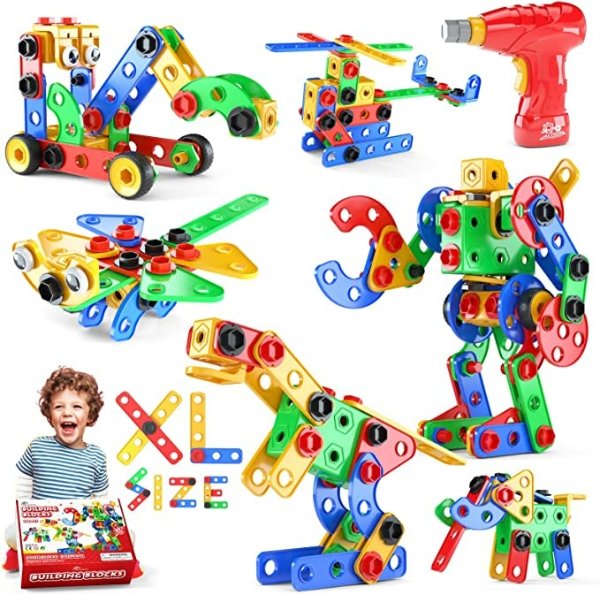 STEM Toys Building Blocks - 168 PCS Educational Construction Set Creative Engineering Toys Building Toys Kit Stem Activities Learning Gift for Kids Ages 3 4 5 6 7 8 9 10 Year Old Boys Girls