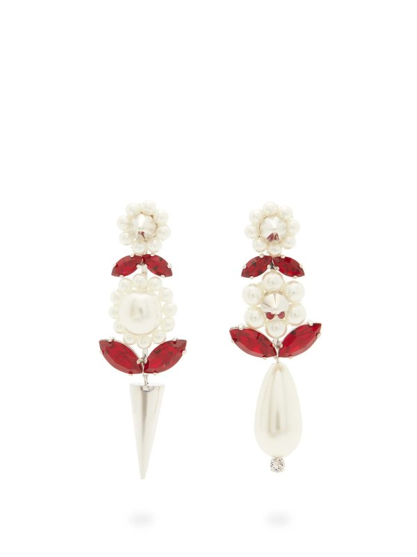 Mismatched faux-pearl, crystal & spike earrings | Simone Rocha | MATCHESFASHION US