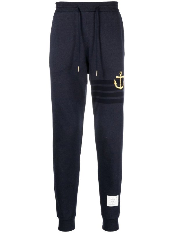 anchor-embroidery cotton track pants
