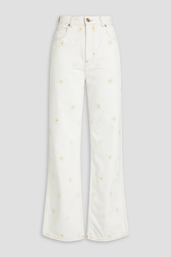 Cyriaque embroidered high-rise straight-leg jeans