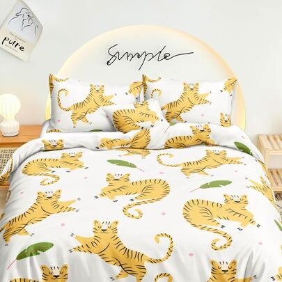 New Year Tiger Print Duvet Cover Set Without Filler