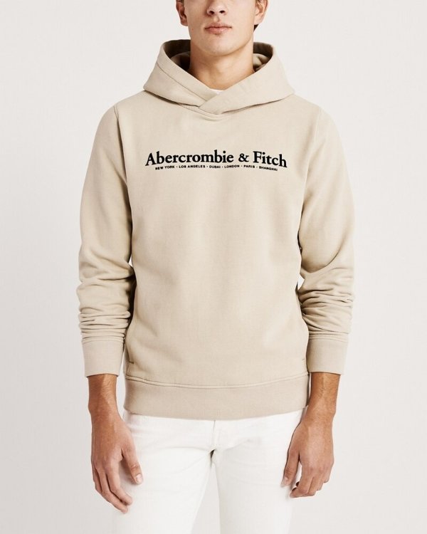 Mens The A&F Perfect Popover Logo Hoodie | Mens Winter Sale | Abercrombie.com