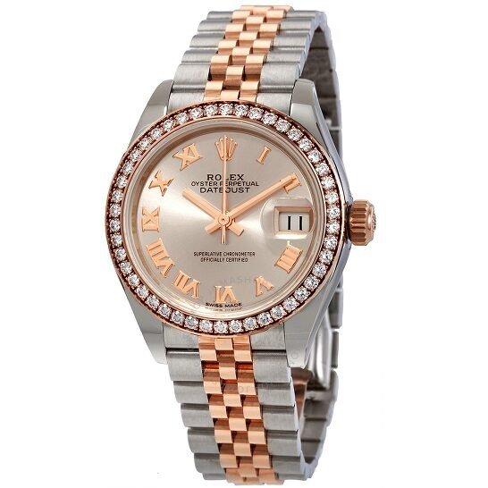 Lady Datejust Sundust Dial Automatic Ladies Steel and 18K Everose Gold Jubilee Watch 279381SNRJ