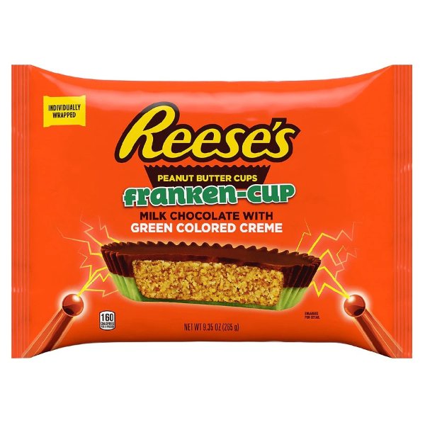 Frankencup Peanut Butter with Green Creme Cups Candy Bag