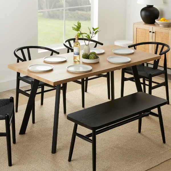 Modern Extendable Dining Table w/ Leaf Extension