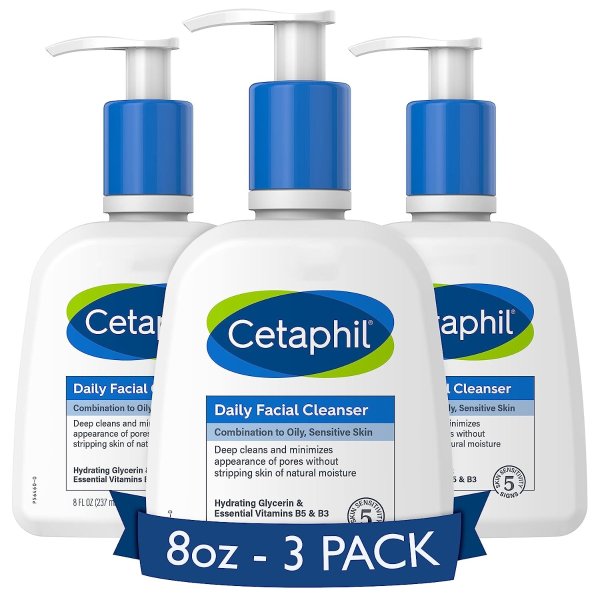 Cetaphil Daily Facial Cleanser 8 oz 3 Pack