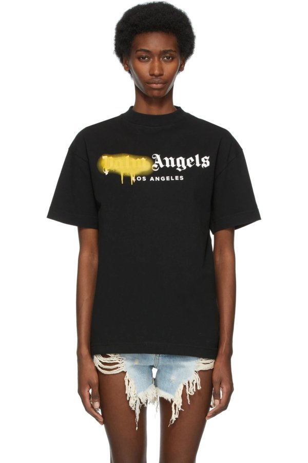 Black 'Los Angeles' Sprayed Logo T-Shirt