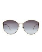 FF 0335 Silver-Tone Logo Arm Round Sunglasses