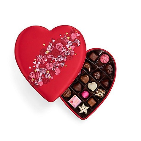 Valentine's Day Fabric Heart Chocolate Gift Box, 25 pc. | GODIVA