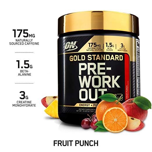 Gold Standard Pre-Workout with Creatine, Beta-Alanine, and Caffeine for Energy, Keto Friendly, Fruit Punch, 30 Servings