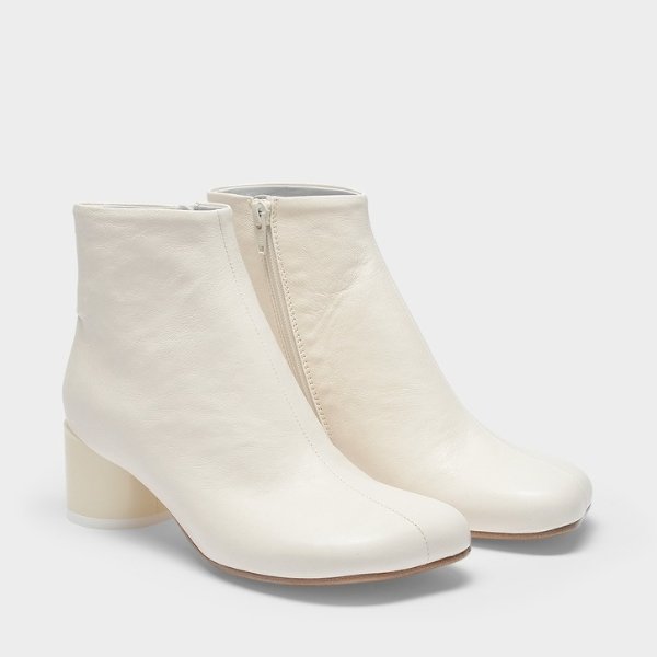 Ankle Boots in White Soft Leather