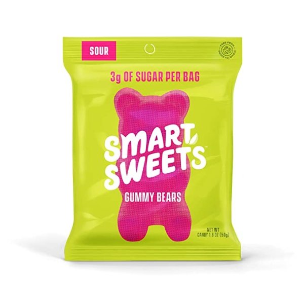 Low Sugar Gummy Bears Candy, Seriously Sour, Free of Sugar Alcohols & No Artificial Sweeteners, Sweetened With Stevia, Natural Fruit Flavors, 1.8 Ounce (Pack of 6)