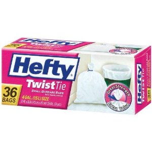 Hefty Twist Tie Small Garbage Bags, 4 Gallon, 36 Count (Case of 12) 