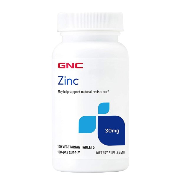 GNC Zinc 30mg, 100 Tablets, Supports Natural Resistance in Immune System