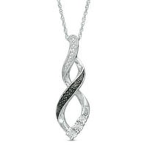 Enhanced Black and White Diamond Accent Ribbon Infinity Pendant in Sterling Silver @ Zales
