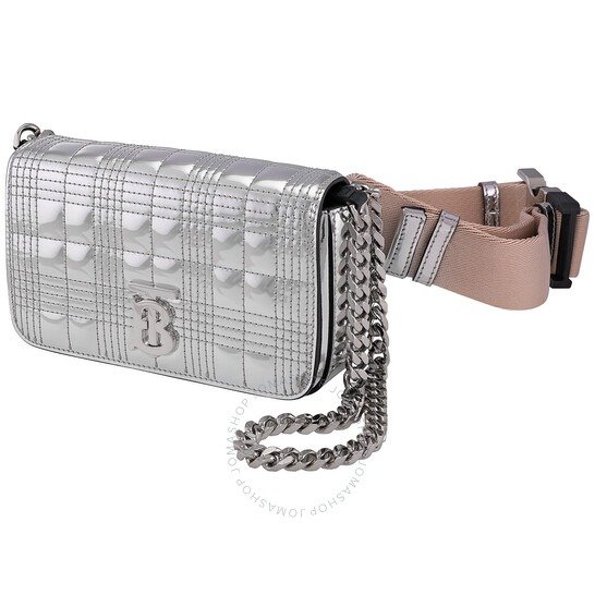 Silver Chain Strap Quilted Metallic Lola Bum Bag