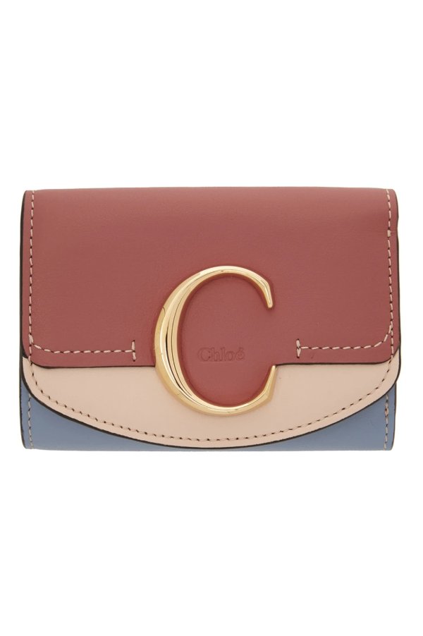 Pink & Blue Small 'Chloe C' Trifold Wallet