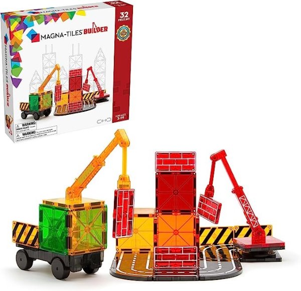 Builder Set, The Original Magnetic Building Tiles for Creative Open-Ended Play, Educational Toys for Children Ages 3 Years + (32 Pieces)