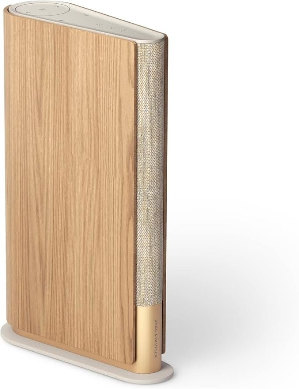 Beosound Emerge Bookshelf Wi-Fi Speaker, Gold Tone/Light Oak