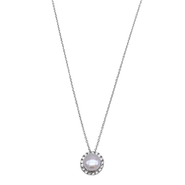 Floating Freshwater Pearl Halo Necklace silver