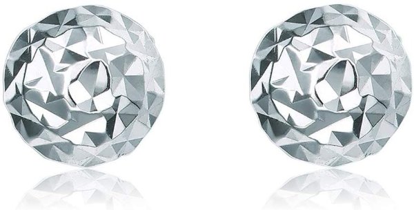 18K Gold Medium Size Round Diamond Look Earrings
