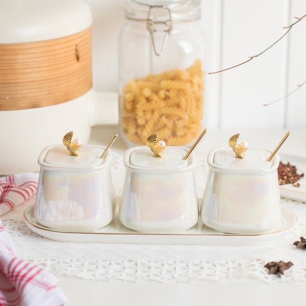Elegant Pearl Topped Spice Jars from Apollo Box