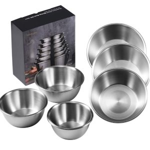 YANXUAN Mixing Bowls Stainless Steel Kitchen Bowl Set, Sturdy Metal Bowls for Baking Serving, Set of 6
