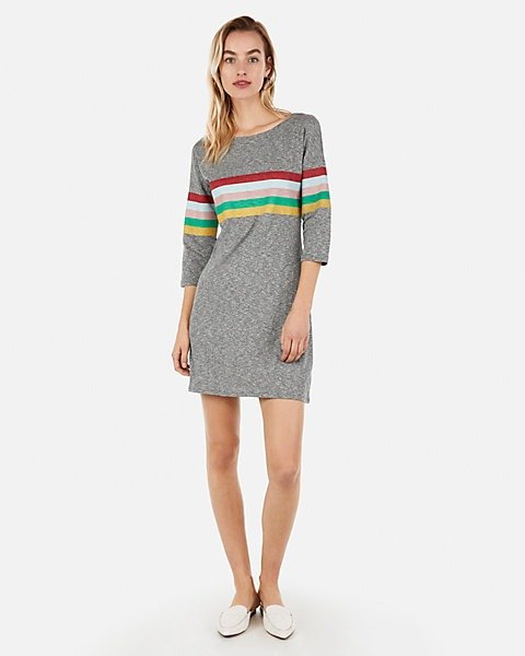 Rainbow Stripe Shift Mini Dress