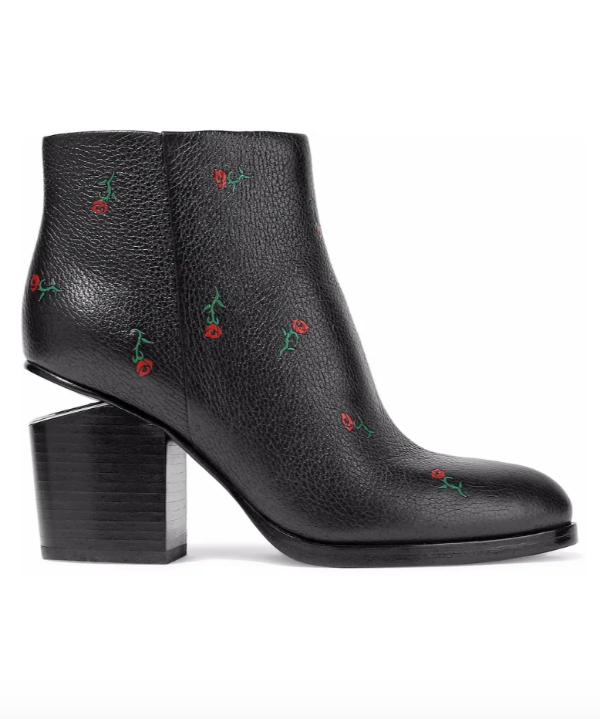 Gabi 65 floral-print pebbled-leather ankle boots