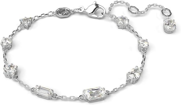 Mesmera Bracelet, Clear Mixed-Cut Stones in a Scattered Design on a Rhodium Finished Chain, Part of the Mesmera Collection