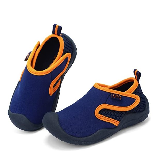 蓝橘配色学步鞋运动鞋