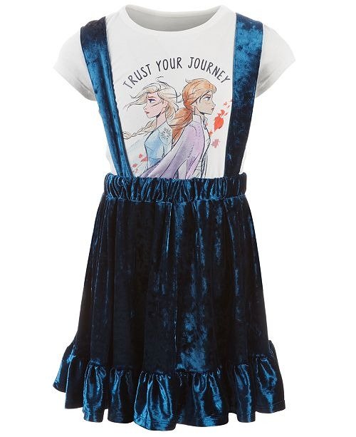 Little Girls 2-Pc. Trust Your Journey T-Shirt & Velvet Skirtall Set