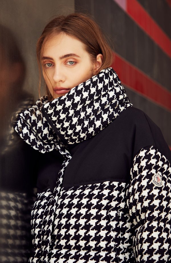 Nil Houndstooth Quilted Down Jacket