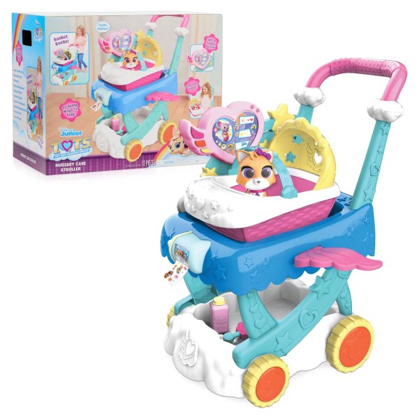 Disney Jr T.O.T.S. 25-inch Nursery Care Stroller, 12 pieces, Officially Licensed Kids Toys for Ages 3 Up, Gifts and Presents