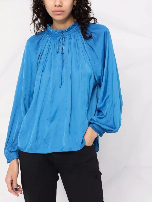 Theresa frilled high-neck blouse