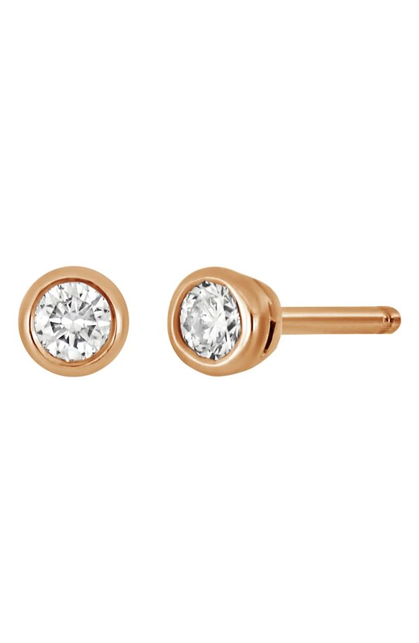 14K Gold Thin Bezel Set Diamond Stud Earrings - 0.10 ctw