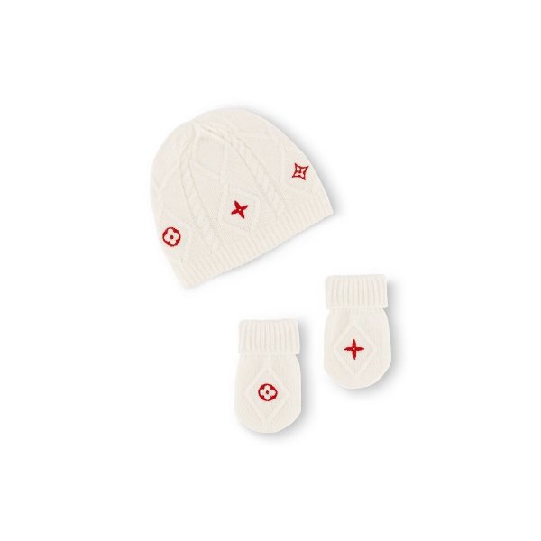 Embroidered Beanie and Mittens Set