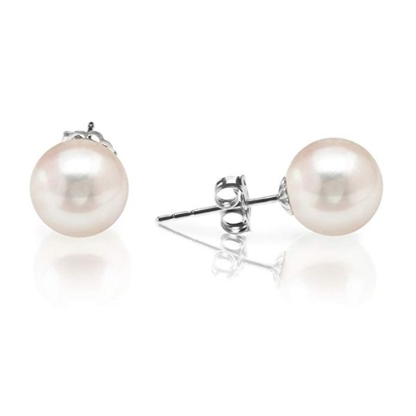 Handpicked AAA+ Sterling Silver Round Stud Freshwater Cultured Pearl Earrings