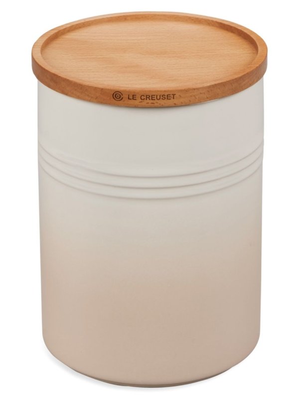 - 2.5-Quart Stoneware Canister with Wood Lid