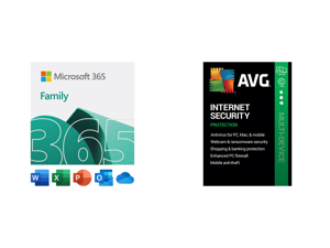 Microsoft 365 家庭版 全年订阅 + AVG 互联网保护软件