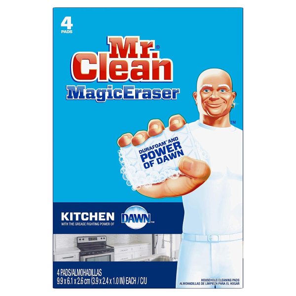 Magic Eraser Kitchen, Cleaning Pads with Durafoam, 4 count