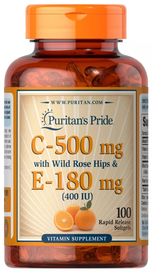 Vitamin C: Vitamin C & E 500 mg/400 IU with Rose Hips