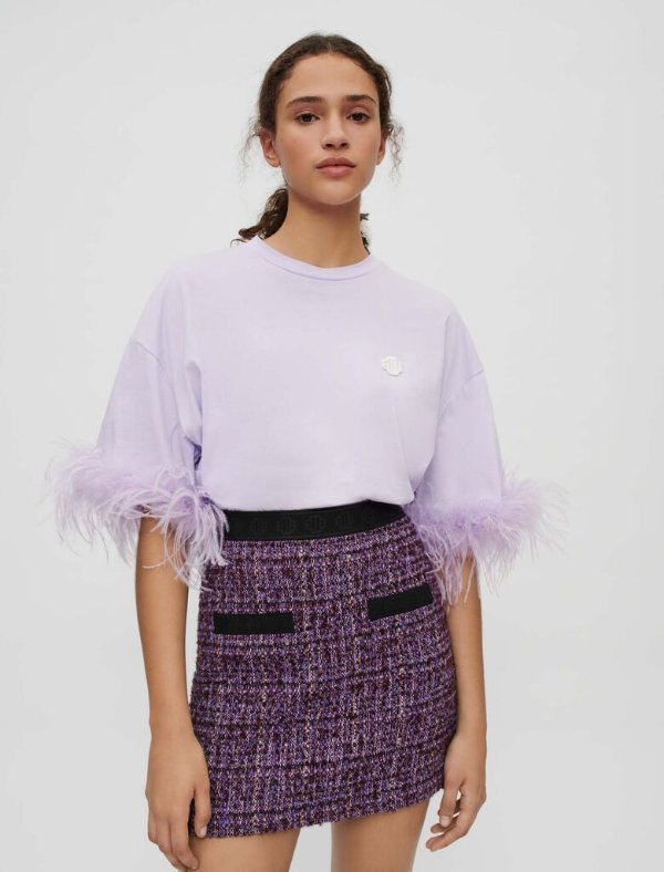 122JIFELD Contrasting purple tweed skirt