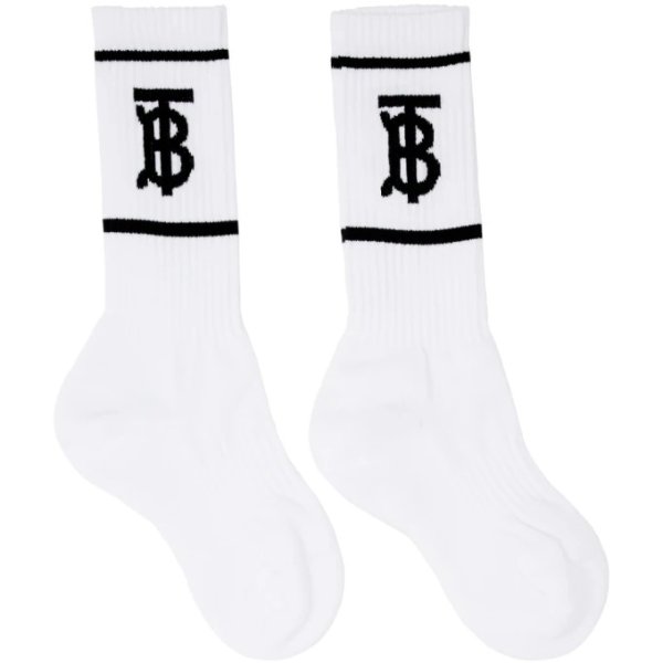 Burberry - White Monogram Socks