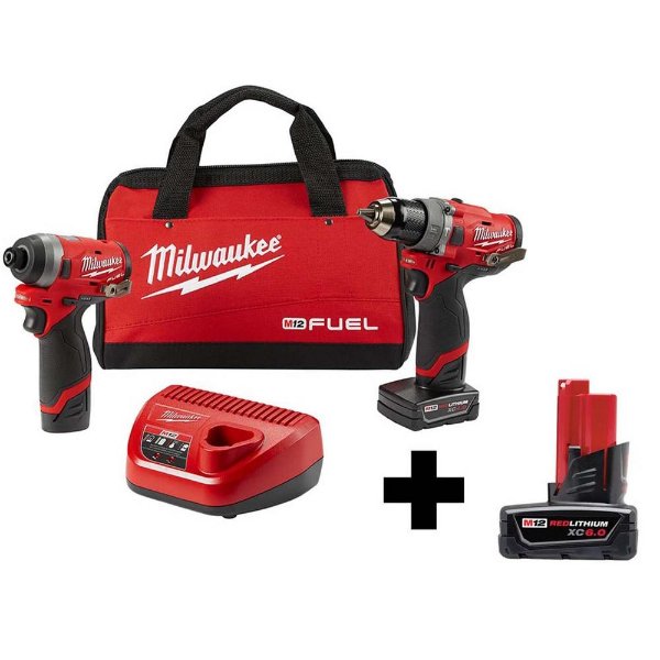 M12 FUEL 12-Volt Lithium-Ion Brushless Cordless Hammer Drill and Impact Driver Combo Kit (2-Tool)W/ Free 6.0Ah Battery