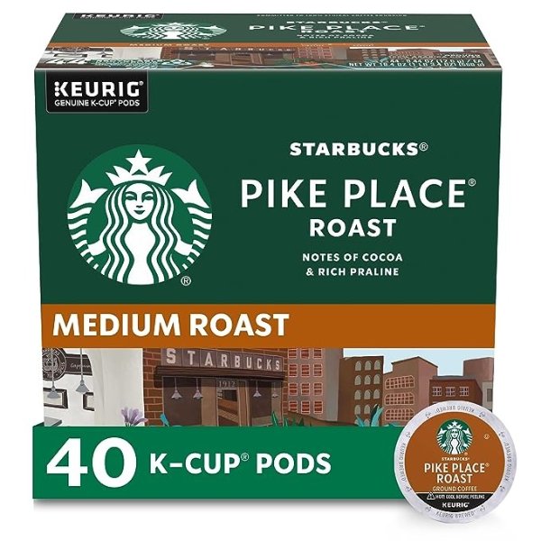 Medium Roast K-Cup Coffee Pods — Pike Place for Keurig Brewers — 1 box (40 pods)