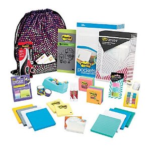 Post-it® & Scotch® Treasure Tote Of Notes, Scissors, Tape, Flags & Pockets, Assorted Colors