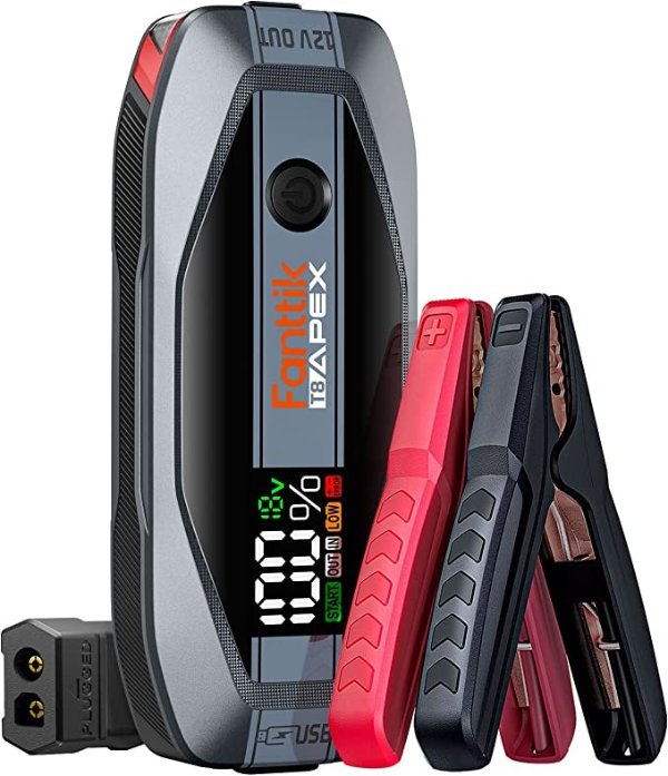 T8 APEX 2000 Amp Jump Starter, 20000mAh Car Battery Pack for Up to 8.5L Gasoline and 6L Diesel Engines with LED Display, 65W PD Fast Charger, 12V Extreme Safe Lithium Portable Jump Starter