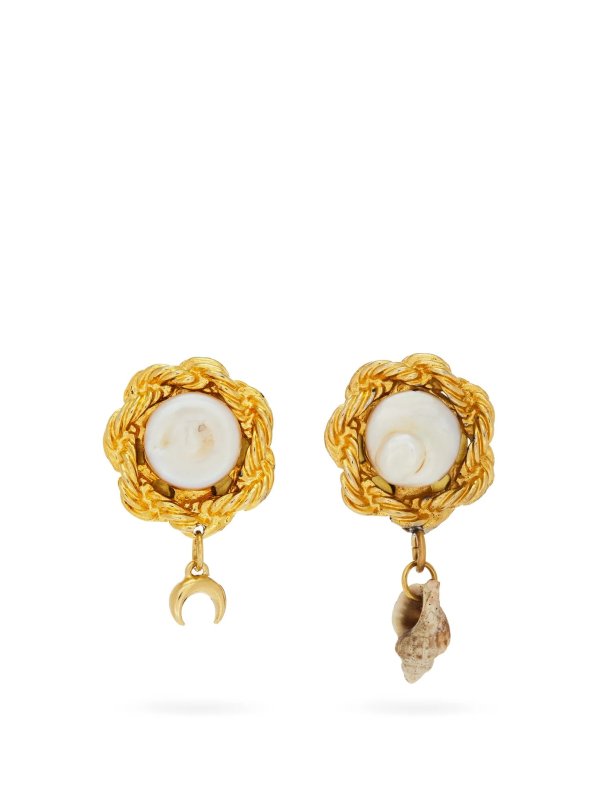 Asymmetric faux-pearl earrings | Marine Serre | MATCHESFASHION US
