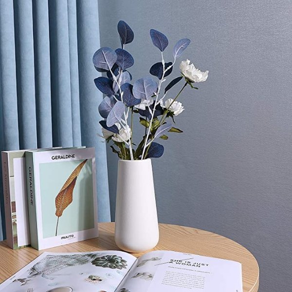 Ceramic Flower Vase for Home Decor Office Decoration, 8 Inch, Matte White